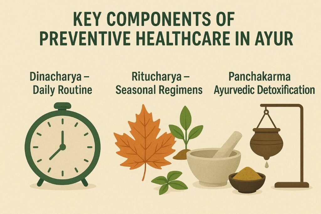 Arogya Nikethanam, a leading Ayurveda hospital in Malappuram, showcasing the key components of preventive healthcare in Ayurveda.